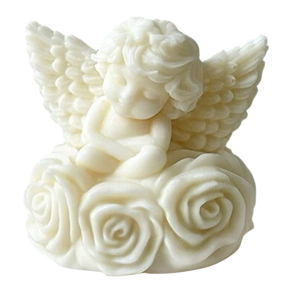 Hearth & Gear Bougie Ange Figurine Décorative en Cire Blanche avec Détails pour Maison Saint-Valentin Mariages et Bougeoir en Verre Bougeoir en Verre Flottant