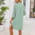 thumbnail image 7 of Levmjia Women's Dress V Neck Casual Single Breasted Mid Sleeve Solid Color Short Sleeve Shirt Dress Knee Length Lapel Button Down Summer Vacation, 7 of 7
