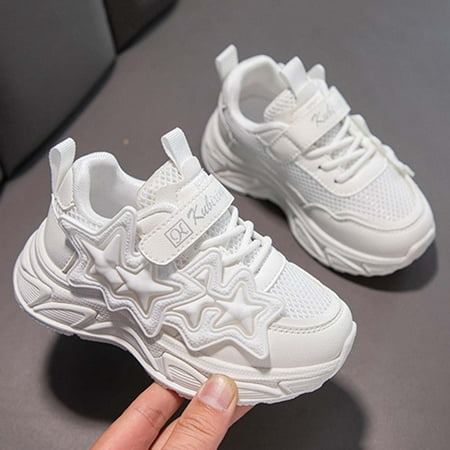 Yindaity Toddler Sneakers Toddler Kid s Sneakers Boys Girls Hook and Loop Casual Running Shoes (White 11)