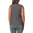 thumbnail image 3 of INSPIRAR CHIC Tapa sin mangas de botón para mujer, de algodón y lino, con cuello en V, chaleco casual, XS, gris oscuro, 3 of 6