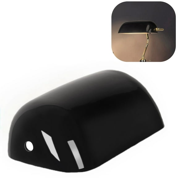 Black lamp shades for desk lamps, banker glass lamp shade teplacement, desk lamp black glass cover("8.85 IN " L "5.11 IN" W "2.95 IN" H)