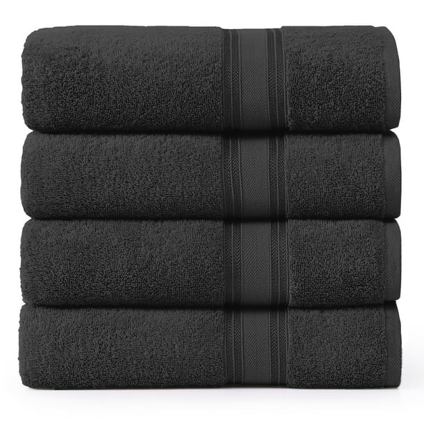 Juego de toallas Bath Lane Linen Luxury Black 100% algodón x4
