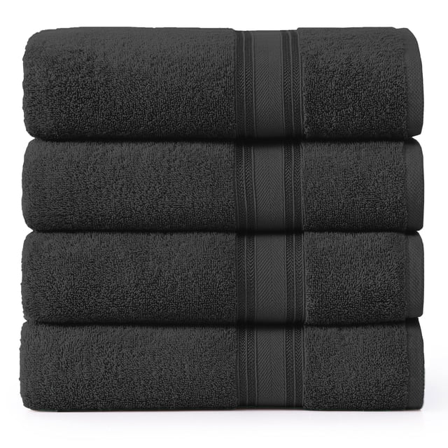 Juego de toallas Bath Lane Linen Luxury Black 100% algodón x4