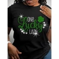 thumbnail image 1 of Camiseta informal de manga corta para mujer, estilo San Patricio, cuello redondo, algodón, lavable a máquina, estampado de letras Element, ideal para el verano., 1 of 6