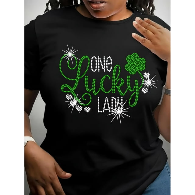Camiseta informal de manga corta para mujer, estilo San Patricio, cuello redondo, algodón, lavable a máquina, estampado de letras Element, ideal para el verano.