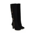 thumbnail image 6 of Tejiojio Clearance Women Boots Winter Square High Heel Knee-high Zip Pointed Toe Shoes Fleece Vamp Female Boots, 6 of 7