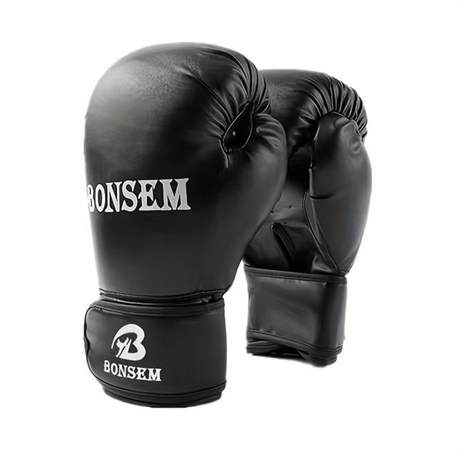 Guantes de kick boxing cómodos y transpirables Qarigey cuero PU MMA Punch Bag Training Mitts 6OZ-B1 negro