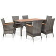 thumbnail image 1 of vidaXL 7 Piece Garden Dining Set with Cushions Poly Rattan Grey, 1 of 5