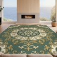 thumbnail image 2 of Design&I 8'x10' Washable Area Rug Extra Large Skid-Resistant Low Profile Ornate Scroll Border Dining Table Alfombra Round Vintage Circle Playful for Living Room, Family, 2 of 7