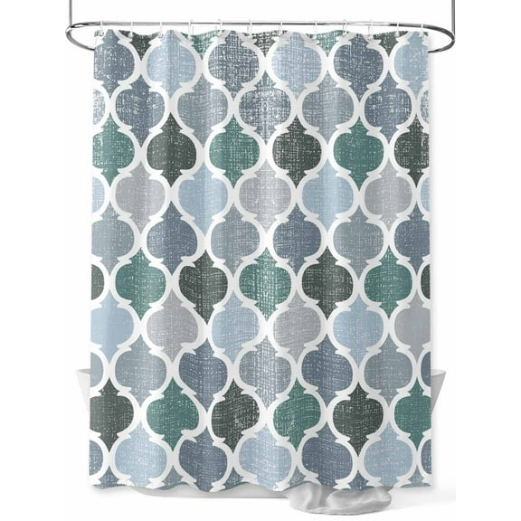Shower Curtains for Bathroom-72"x72", Morocco Geometric Lattice Waterproof Bath Curtain Grommet Shower Curtain Set with Hooks, Vintage Green Gray Washable Bath Accessories