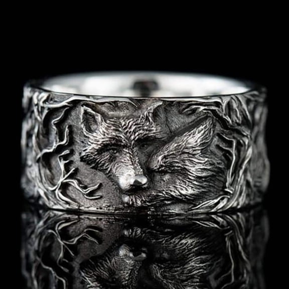 Trendy Retro Style Wolf Pattern Alloy Ring