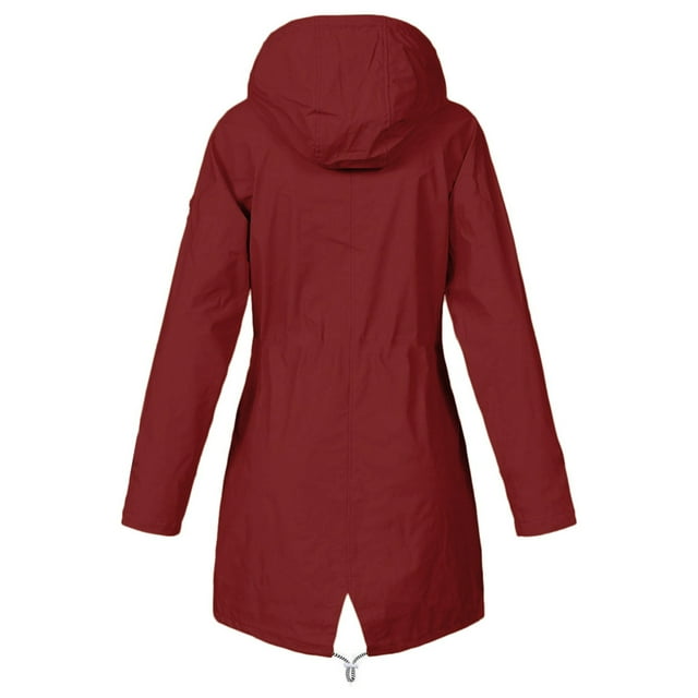 WEIYLL Womens Fleece Jackets Solid Warm Thick Outdoor Plus Size Hooded Raincoat Wine Cold Weather Tops Size M