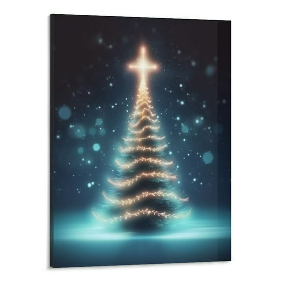 Creowell  Christmas Canvas Print Wall Art -  Green Christmas Tree Christmas Wall Art Print - Perfect for Christmas gifts and home decoration  -16x20inch