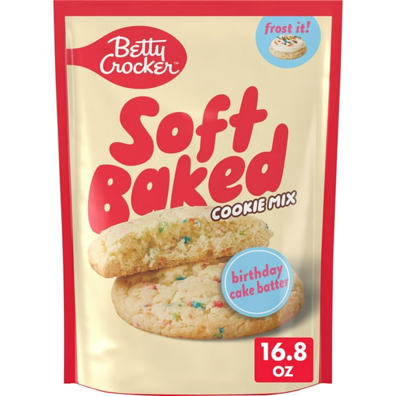 Betty Crocker Soft Baked Cookie Mix, Birthday Cake Batter, Holiday Baking, 16.8 oz