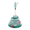 thumbnail image 3 of Cat Turntable Toy, 4 Level Interesting Exercise Kitten Tower Track Toy Safe With Feather Stick For Indoor Green,Pink, 3 of 8