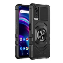 Kaleidio Case For BLU G91 Max [Robotic Hybrid] Rugged Shockproof [Ring Stand] Magnetic Armor Impact Cover [Black/Black]