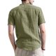 thumbnail image 4 of Camisetas Elvqul de Hombre Liso Playa Verde del Ejército Manga Corta Cuello Redondo Algodón Con Bolsillos Lino, 4 of 7