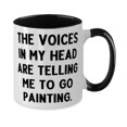 thumbnail image 2 of Cute Painting Gifts, The Voices in My Head are Telling Me to Go Painting, Holiday Two Tone 11oz Mug For Painting, 2 of 2