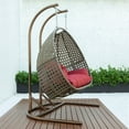 thumbnail image 4 of LeisureMod Modern Beige Wicker Double 2-Person Hanging Egg Swing Chair in Dark Red, 4 of 10