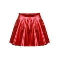thumbnail image 2 of Hansber Kids Girls Metallic Shinny Skirts Pleated Dance Athletic Skater Skorts Mini Skirt High Waist Red 8, 2 of 7