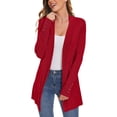 thumbnail image 3 of Oksale Mid Length Cardigan for Women with Button Decor Comfy Long Sleeve Cardigans Open Front Sweaters Slouchy Ladies Fashion Outfits Red S, 3 of 3