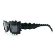 thumbnail image 6 of Fun Shockwave Jolt Shape Narrow Rectangle Bold Retro Fashion Sunglasses All Black, 6 of 8
