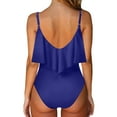 thumbnail image 2 of Vedolay Women's Summer One Piece Tummy Control Ruffled Sleeve Solid Color Swimsuit,Blue S, 2 of 5