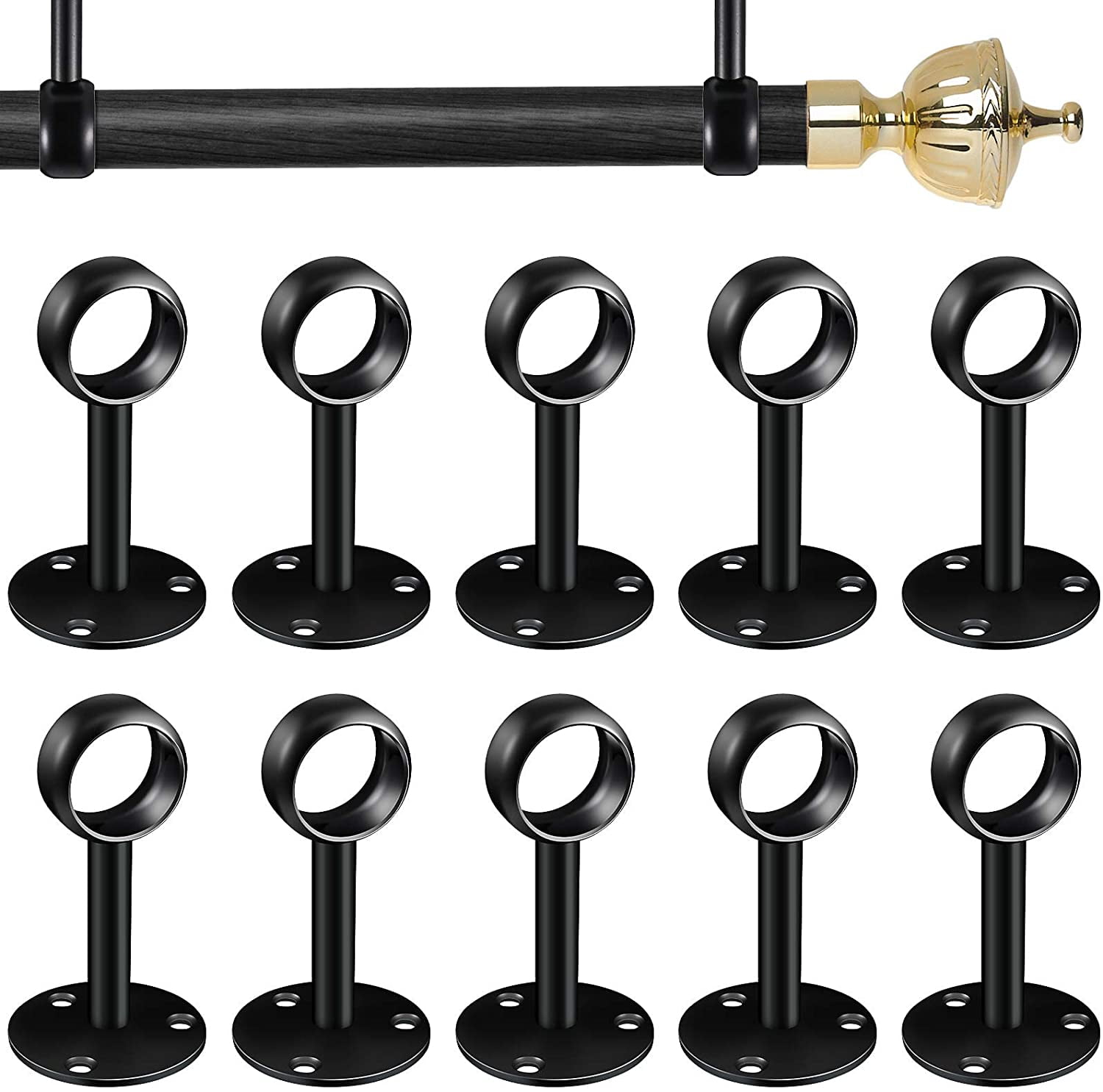 10 Pieces Curtain Rod Ceiling Mount Bracket Curtain Rod Holders Shower