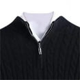 thumbnail image 3 of IYTR Men's Cable Knit Half Zip Sweater Solid Color Long Sleeve Pullover Warm Sweater Soft Comfortable Knit Tops Black XXXL, 3 of 4