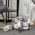 thumbnail image 2 of Adeco Small Foot Stool Ottoman, 16.3" Linen Cube Ottoman Foot Rest with Wood Legs, Upholstered Ottomans Footstool for Living Room, Bedroom, Couch, Cow Print, 2 of 8