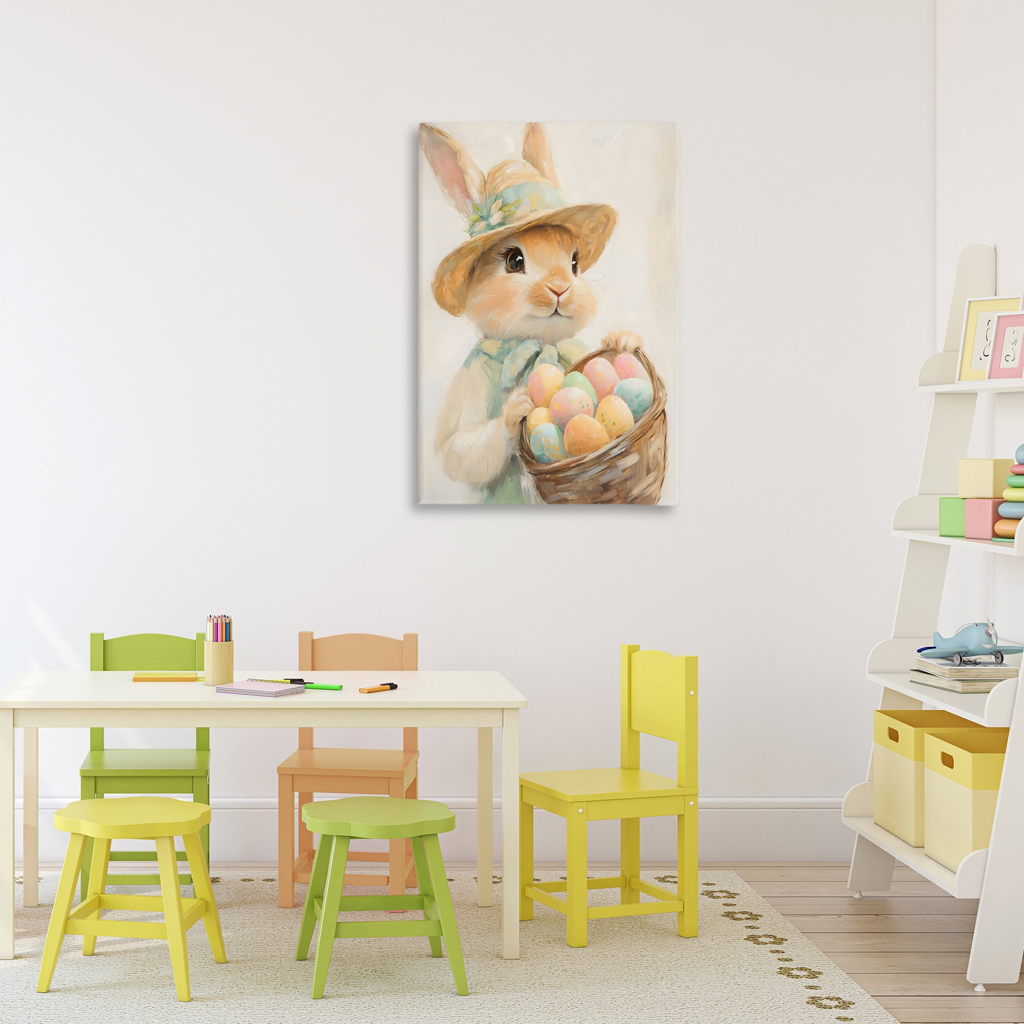 Stupell Industries Easter Egg Basket Rabbit Canvas Wall Art, design by The Prints Vibe