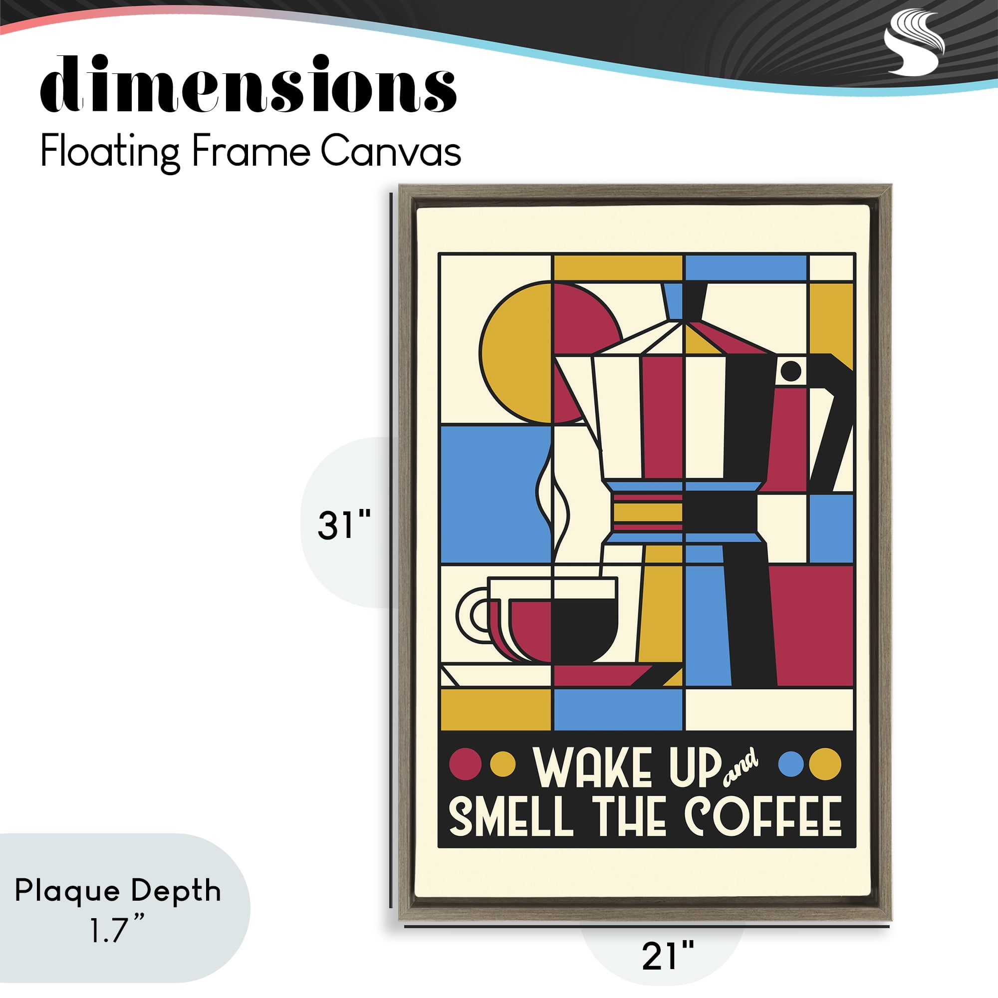 Stupell Industries Retro Wake Up & Smell Coffee Brown Framed Floater Canvas Wall Art, design by Tobe Fonseca