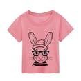 thumbnail image 3 of Girls Tops Cute Bunny Rabbit with Glasses Graphic Tees Tops Clothes Baby Girls Clothes Red 2-3 Years, 3 of 4