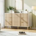 thumbnail image 1 of BeesClover Commode à 6 Tiroirs, Organisateur de Tiroirs en Bois avec Poignée Dorée, Grande Armoire de Rangement, Commode au Design Moderne pour Chambre, Salon, Garde-Robe, Couloir, Entrée, 1 of 7