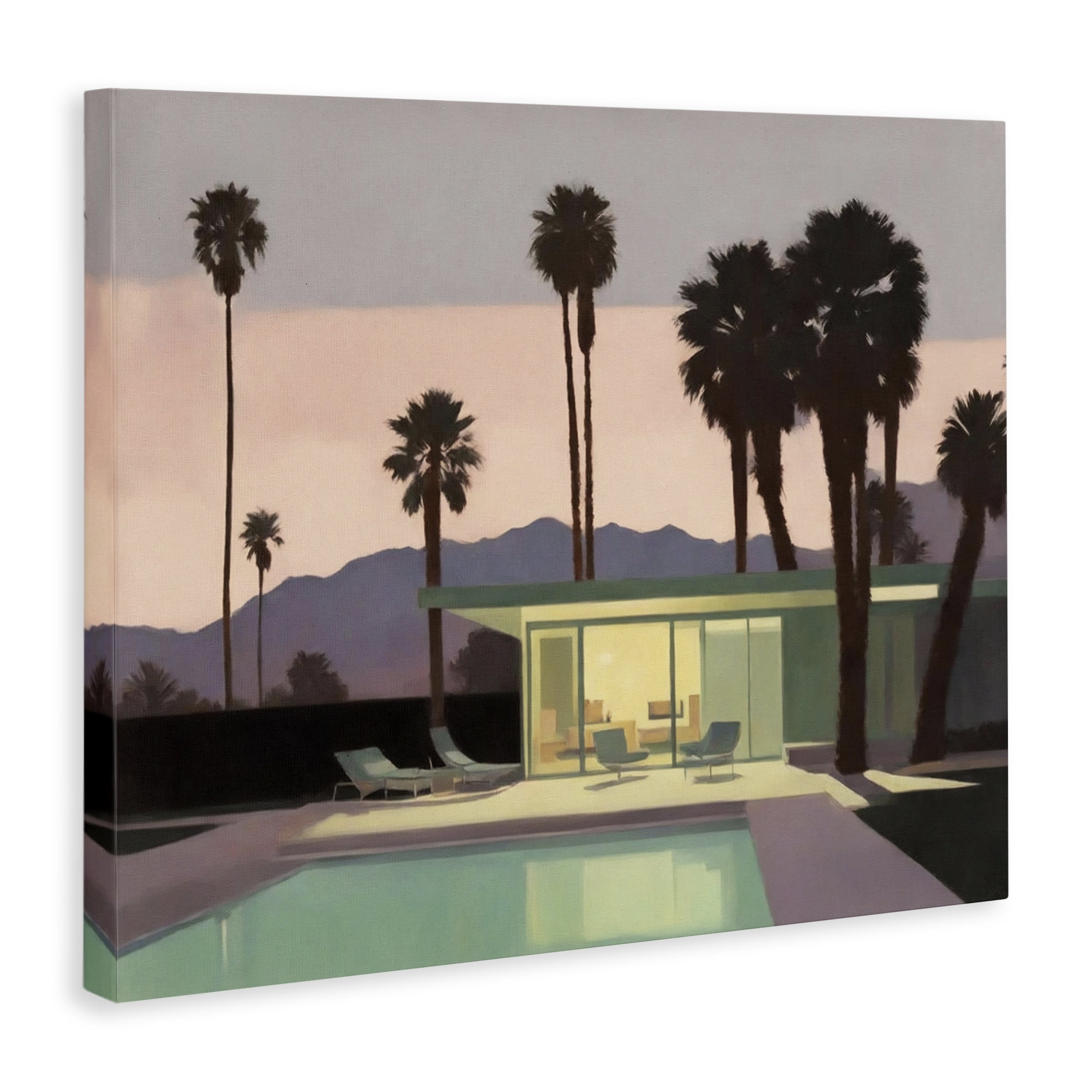 Stupell Industries Pool Surrounded by Palms Landscape & Nature Painting Wrapped Canvas Art Print Wall Art, 40 x 30