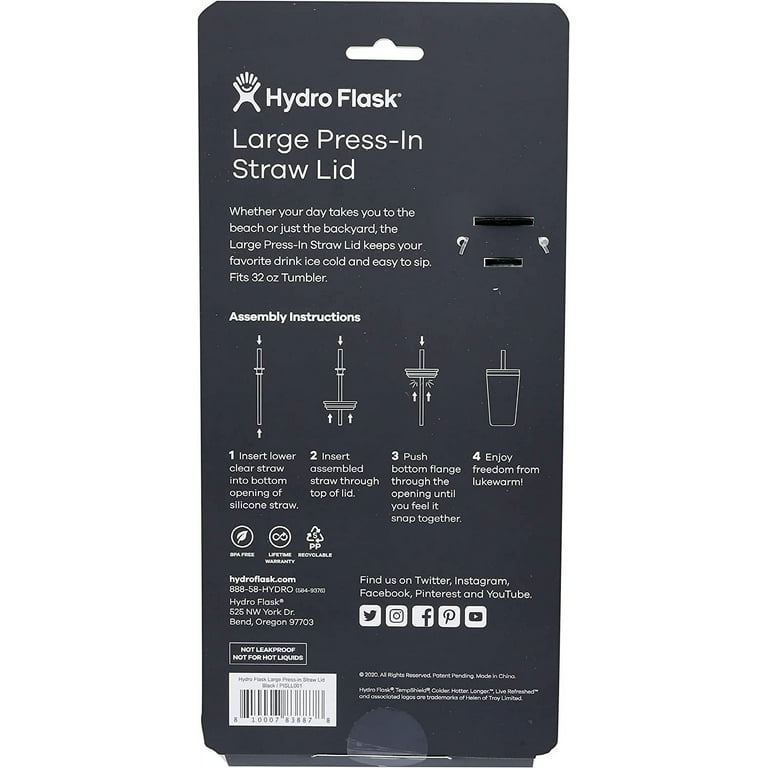 Hydro Flask Large Press-In Straw Lid for 32 oz. Tumbler - Walmart.com