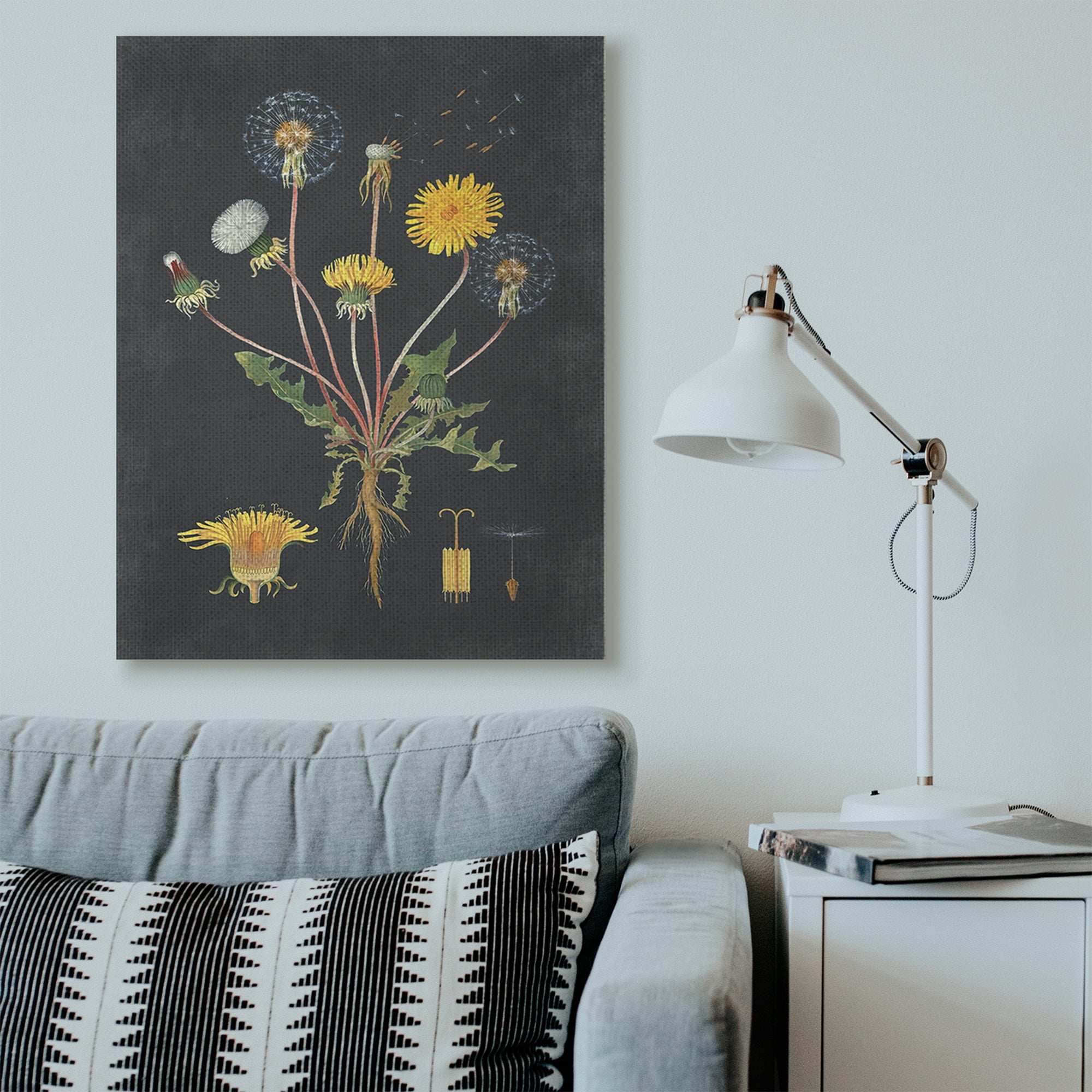 Stupell Industries Botanical Drawing Dandelion On Black Design Canvas Wall Art by Lettered and Lined