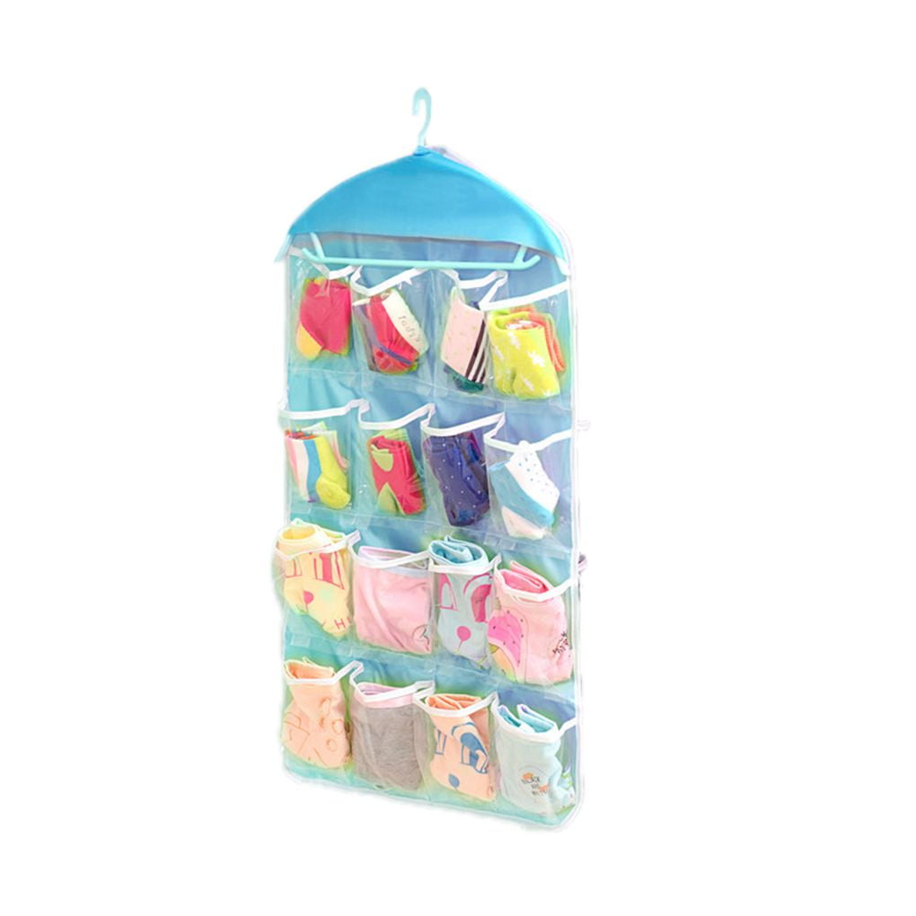 16 Pockets Clear Hanging Bag Socks Bra Underwear Rack Hanger Storage Organizer 16 Pockets Clear Hanging Bag Socks Bra Underwear Rack Hanger Storage Organizer
