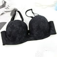 thumbnail image 3 of SMihono Stylish Women's Lace Bras Plus Size Push Up Solid Color Soft Everyday Padding Classic Underwire Lift Up Bra Black XXXXL, 3 of 3