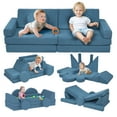 thumbnail image 1 of Qaba 12-Piece Modular Kids Play Couch Building Fort, Blue, 1 of 10