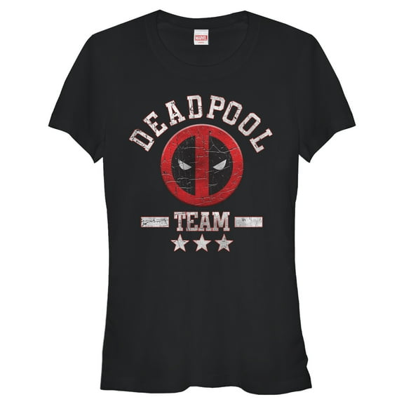 Junior's Marvel Deadpool Cracked Logo Team Graphic Tee Black 2X Large