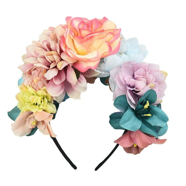 Diadema con corona de flores para boda, moda, cosplay, aro para el cabello, bricolaje, para mujer Estilo D