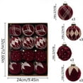 thumbnail image 7 of Flocked Christmas Ball Ornaments Set of 12, Textured Xmas Tree Baubles, Hanging Holiday Decorations for Tree Wreath Home Party Decor - Wine, 7 of 7