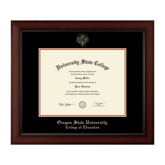 Framerly - Oregon State Education Diploma Frame with Black and Orange Mat