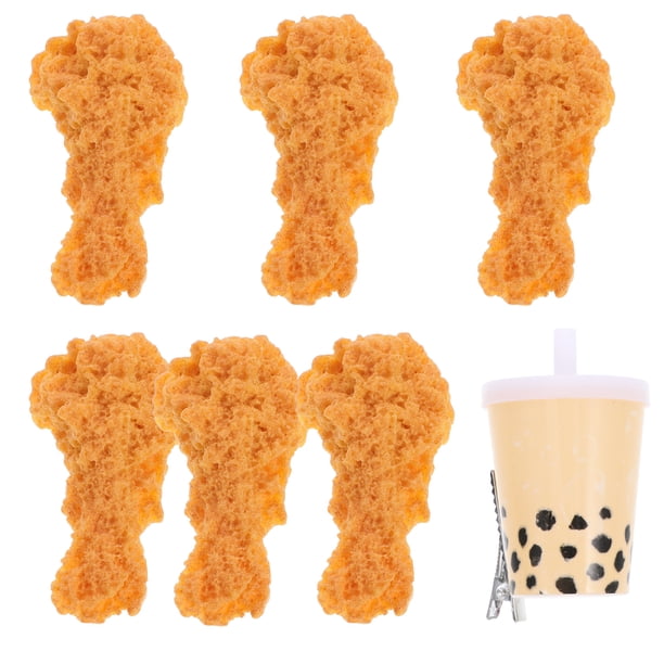 KAKOWELY 7 pinzas para el pelo con forma de muslo de pollo frito falso, pinzas para el pelo con forma de té con leche, accesorios de fotografía para niñas y mujeres, pinzas para el pelo bonitas.