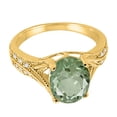 thumbnail image 2 of Mauli Jewels Rings for Women 2.46 Carat Oval Cut Green Amethyst and Diamond Antique Ring 4-Prong 10K Yellow Gold, 2 of 6