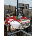 thumbnail image 2 of Red Christmas Outdoor Tablecloth - 52x70 Inch Rectangle Dining Table Cover, Snowman Truck Xmas Balls Snowflake Waterproof Outdoor Table Cloth with Umbrella Hole & Zipper for Picnic/Patio, 2 of 5