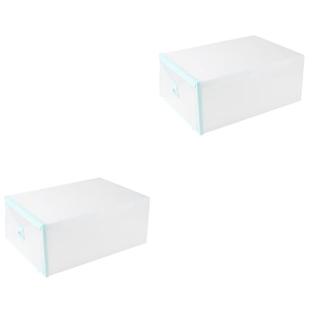 SOPOTUTU Large Capacity Shoe Storage Containers Green Set of 2 and Stackable Organizer Boxes for Shoes