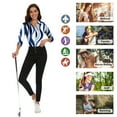 thumbnail image 5 of Women’s 3/4 Sleeve V-Neck Collared Polo Shirt Button Down Shirt Business Work Blouses, 5 of 6