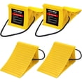 thumbnail image 1 of Wheel Chocks for RV Trailer, 4 Pack Non Slip Wheel Chocks for Travel Trailers with Rope for Easy Removal, Lightweight Plastic Wheel Stoppers Block for Camper Cars Trucks, 1 of 3